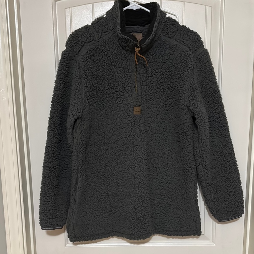 Girlie Girl Dark Gray Fleece Half-Zip Pullover